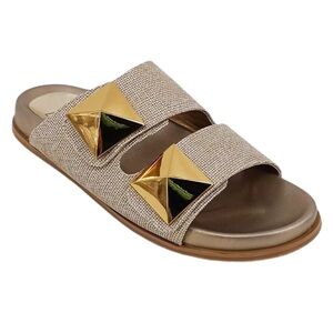 ShuShop Metallic Gold and Tan Sandals
